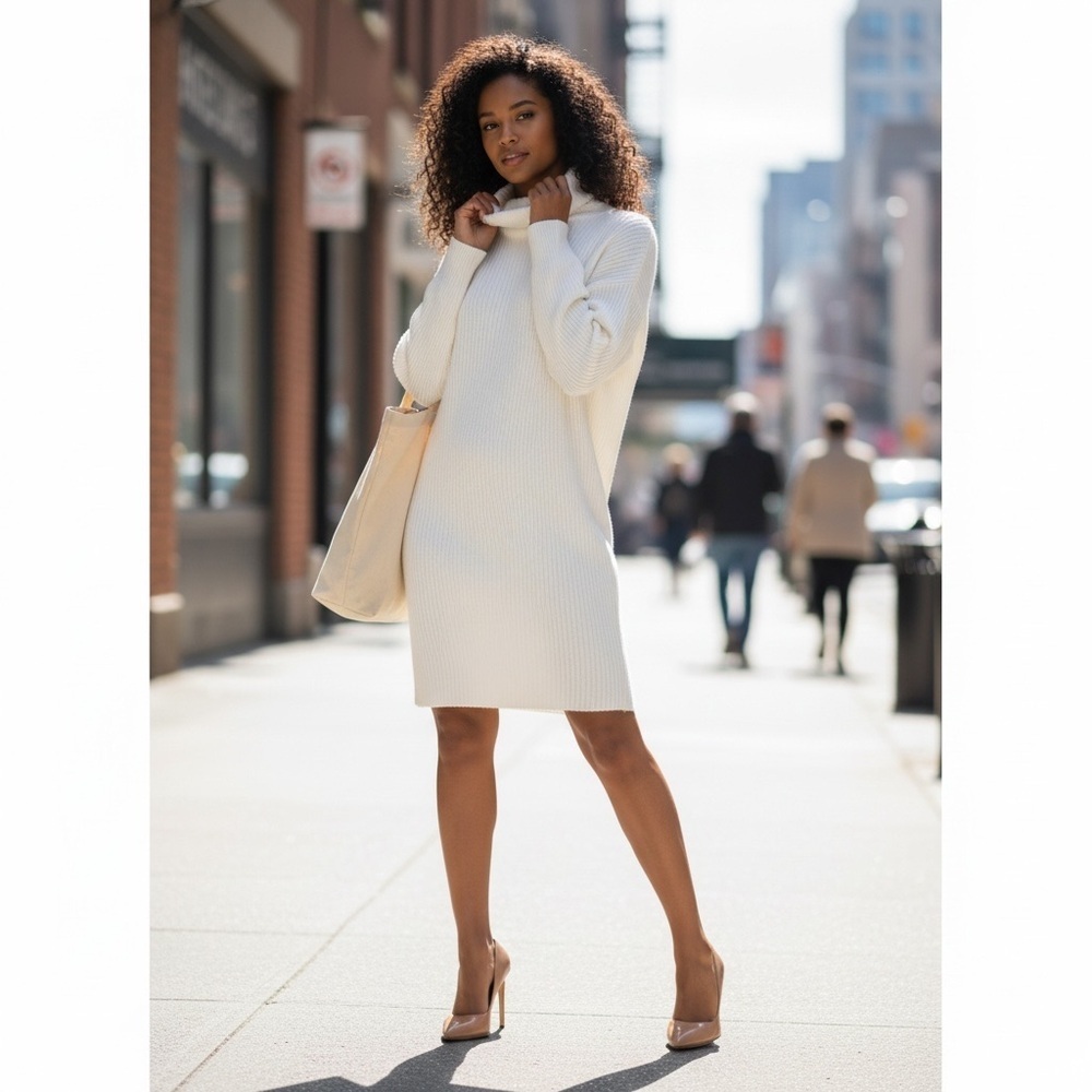Forever 21 Cream Turtleneck Sweater Dress☑️ - Picture 2 of 8